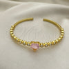 Aro Individual 07.341.0040.1 Oro Laminado, Diseño de Corazón, con Rosado and Blanca Zirconia Cubica, Pulido, Tono Dorado (05 MM Thickness, One size fits all)