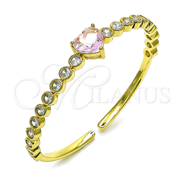 Aro Individual 07.341.0040.1 Oro Laminado, Diseño de Corazón, con Rosado and Blanca Zirconia Cubica, Pulido, Tono Dorado (05 MM Thickness, One size fits all)