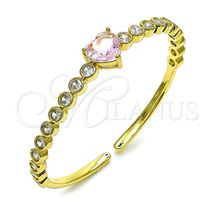 Aro Individual 07.341.0040.1 Oro Laminado, Diseño de Corazón, con Rosado and Blanca Zirconia Cubica, Pulido, Tono Dorado (05 MM Thickness, One size fits all)