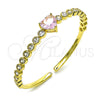 Aro Individual 07.341.0040.1 Oro Laminado, Diseño de Corazón, con Rosado and Blanca Zirconia Cubica, Pulido, Tono Dorado (05 MM Thickness, One size fits all)