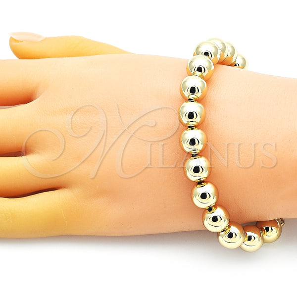 Pulsera Elegante 03.341.0192.08 Oro Laminado, Diseño de Bola, Pulido, Tono Dorado (10 MM Thickness, 8 Inches Length)