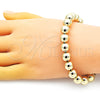 Pulsera Elegante 03.341.0192.08 Oro Laminado, Diseño de Bola, Pulido, Tono Dorado (10 MM Thickness, 8 Inches Length)