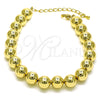 Pulsera Elegante 03.341.0192.08 Oro Laminado, Diseño de Bola, Pulido, Tono Dorado (10 MM Thickness, 8 Inches Length)