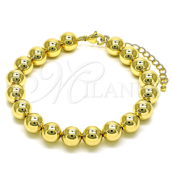 Pulsera Elegante 03.341.0192.08 Oro Laminado, Diseño de Bola, Pulido, Tono Dorado (10 MM Thickness, 8 Inches Length)