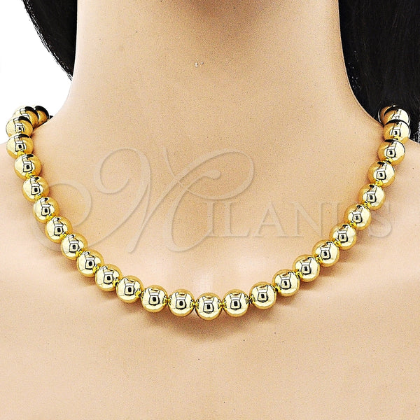 Collar y Pulsera 06.341.0005 Oro Laminado, Diseño de Bola, Pulido, Tono Dorado