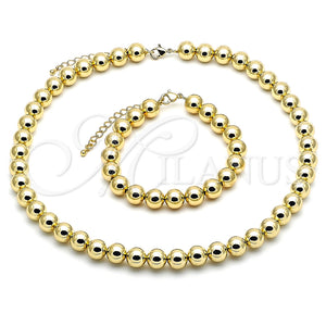 Collar y Pulsera 06.341.0005 Oro Laminado, Diseño de Bola, Pulido, Tono Dorado