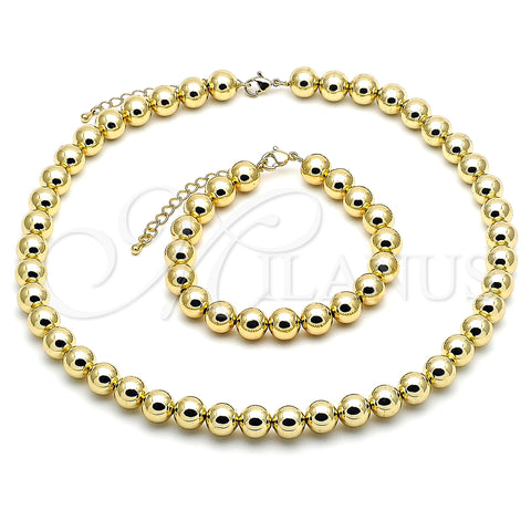 Collar y Pulsera 06.341.0005 Oro Laminado, Diseño de Bola, Pulido, Tono Dorado