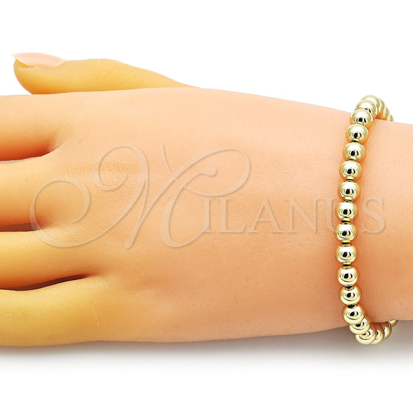 Pulsera Elegante 03.341.0193.07 Oro Laminado, Diseño de Bola, Pulido, Tono Dorado (06 MM Thickness, 7 Inches Length)