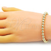 Pulsera Elegante 03.341.0193.07 Oro Laminado, Diseño de Bola, Pulido, Tono Dorado (06 MM Thickness, 7 Inches Length)