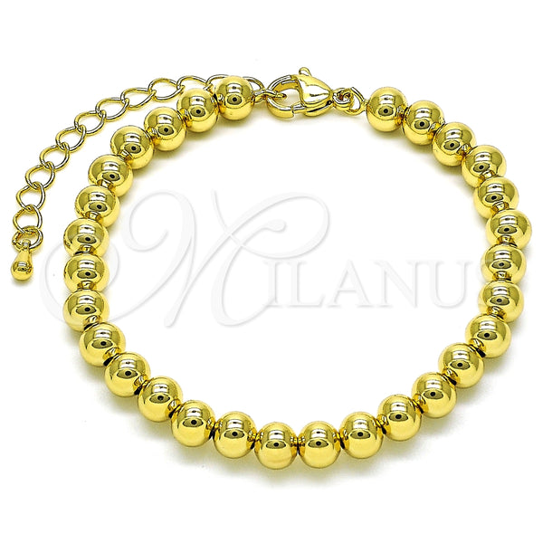 Pulsera Elegante 03.341.0193.07 Oro Laminado, Diseño de Bola, Pulido, Tono Dorado (06 MM Thickness, 7 Inches Length)
