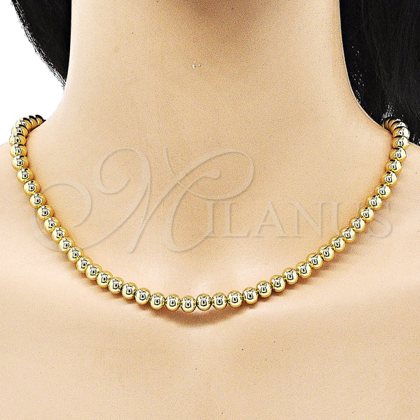 Collar y Pulsera 06.341.0006 Oro Laminado, Diseño de Bola, Pulido, Tono Dorado