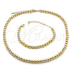 Collar y Pulsera 06.341.0006 Oro Laminado, Diseño de Bola, Pulido, Tono Dorado