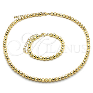 Collar y Pulsera 06.341.0006 Oro Laminado, Diseño de Bola, Pulido, Tono Dorado