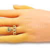 Anillo Multi Piedra 01.341.0086 Oro Laminado, Diseño de Ojo Griego y Cubana, con Negro and Topacio Azul Micro Pave, Pulido, Tono Dorado (One size fits all)