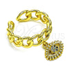Anillo Multi Piedra 01.341.0086 Oro Laminado, Diseño de Ojo Griego y Cubana, con Negro and Topacio Azul Micro Pave, Pulido, Tono Dorado (One size fits all)