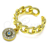 Anillo Multi Piedra 01.341.0087 Oro Laminado, Diseño de Cubana y Ojo Griego, con Topacio Azul and Negro Micro Pave, Pulido, Tono Dorado (One size fits all)