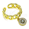 Anillo Multi Piedra 01.341.0087 Oro Laminado, Diseño de Cubana y Ojo Griego, con Topacio Azul and Negro Micro Pave, Pulido, Tono Dorado (One size fits all)