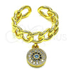 Anillo Multi Piedra 01.341.0087 Oro Laminado, Diseño de Cubana y Ojo Griego, con Topacio Azul and Negro Micro Pave, Pulido, Tono Dorado (One size fits all)