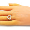 Anillo Multi Piedra 01.341.0089 Oro Laminado, Diseño de Corazón, con Marfil Perla, Pulido, Tono Dorado (One size fits all)