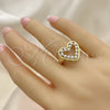 Anillo Multi Piedra 01.341.0089 Oro Laminado, Diseño de Corazón, con Marfil Perla, Pulido, Tono Dorado (One size fits all)