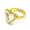 Anillo Multi Piedra 01.341.0089 Oro Laminado, Diseño de Corazón, con Marfil Perla, Pulido, Tono Dorado (One size fits all)