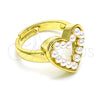 Anillo Multi Piedra 01.341.0089 Oro Laminado, Diseño de Corazón, con Marfil Perla, Pulido, Tono Dorado (One size fits all)