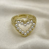 Anillo Multi Piedra 01.341.0089 Oro Laminado, Diseño de Corazón, con Marfil Perla, Pulido, Tono Dorado (One size fits all)
