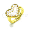 Anillo Multi Piedra 01.341.0089 Oro Laminado, Diseño de Corazón, con Marfil Perla, Pulido, Tono Dorado (One size fits all)