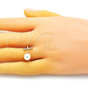 Anillo Multi Piedra 01.341.0090 Oro Laminado, con Marfil Perla and Blanca Micro Pave, Pulido, Tono Dorado (One size fits all)