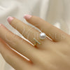 Anillo Multi Piedra 01.341.0090 Oro Laminado, con Marfil Perla and Blanca Micro Pave, Pulido, Tono Dorado (One size fits all)