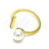 Anillo Multi Piedra 01.341.0090 Oro Laminado, con Marfil Perla and Blanca Micro Pave, Pulido, Tono Dorado (One size fits all)