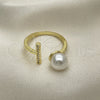 Anillo Multi Piedra 01.341.0090 Oro Laminado, con Marfil Perla and Blanca Micro Pave, Pulido, Tono Dorado (One size fits all)