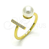 Anillo Multi Piedra 01.341.0090 Oro Laminado, con Marfil Perla and Blanca Micro Pave, Pulido, Tono Dorado (One size fits all)