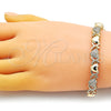 Pulsera Elegante 03.283.0265.07 Oro Laminado, Diseño de Besos y Abrazos y Corazón, con Blanca Micro Pave, Pulido, Tono Dorado (08 MM Thickness, 7 Inches Length)