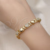 Pulsera Elegante 03.283.0265.07 Oro Laminado, Diseño de Besos y Abrazos y Corazón, con Blanca Micro Pave, Pulido, Tono Dorado (08 MM Thickness, 7 Inches Length)