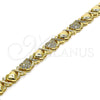 Pulsera Elegante 03.283.0265.07 Oro Laminado, Diseño de Besos y Abrazos y Corazón, con Blanca Micro Pave, Pulido, Tono Dorado (08 MM Thickness, 7 Inches Length)