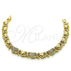 Pulsera Elegante 03.283.0265.07 Oro Laminado, Diseño de Besos y Abrazos y Corazón, con Blanca Micro Pave, Pulido, Tono Dorado (08 MM Thickness, 7 Inches Length)