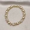 Pulsera Elegante 03.283.0265.07 Oro Laminado, Diseño de Besos y Abrazos y Corazón, con Blanca Micro Pave, Pulido, Tono Dorado (08 MM Thickness, 7 Inches Length)