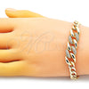 Pulsera Elegante 03.283.0270.07 Oro Laminado, Diseño de Cubana, con Blanca Micro Pave, Pulido, Tono Dorado (07 MM Thickness, 7 Inches Length)