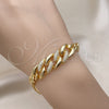 Pulsera Elegante 03.283.0270.07 Oro Laminado, Diseño de Cubana, con Blanca Micro Pave, Pulido, Tono Dorado (07 MM Thickness, 7 Inches Length)