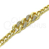 Pulsera Elegante 03.283.0270.07 Oro Laminado, Diseño de Cubana, con Blanca Micro Pave, Pulido, Tono Dorado (07 MM Thickness, 7 Inches Length)