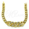 Pulsera Elegante 03.283.0270.07 Oro Laminado, Diseño de Cubana, con Blanca Micro Pave, Pulido, Tono Dorado (07 MM Thickness, 7 Inches Length)