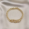 Pulsera Elegante 03.283.0270.07 Oro Laminado, Diseño de Cubana, con Blanca Micro Pave, Pulido, Tono Dorado (07 MM Thickness, 7 Inches Length)