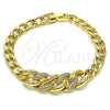 Pulsera Elegante 03.283.0270.07 Oro Laminado, Diseño de Cubana, con Blanca Micro Pave, Pulido, Tono Dorado (07 MM Thickness, 7 Inches Length)
