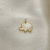 Dije Elegante 05.341.0056 Oro Laminado, Diseño de Elefante, con Blanca Madre Perla, Pulido, Tono Dorado
