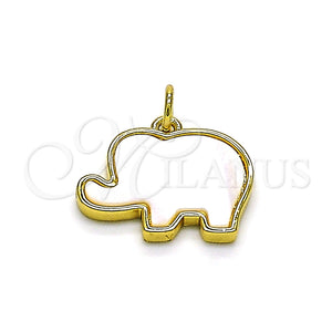 Dije Elegante 05.341.0056 Oro Laminado, Diseño de Elefante, con Blanca Madre Perla, Pulido, Tono Dorado