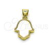Dije Elegante 05.341.0058 Oro Laminado, Diseño de Mano de Dios, con Blanca Madre Perla, Pulido, Tono Dorado