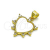 Dije Elegante 05.341.0059 Oro Laminado, Diseño de Corazón, con Blanca Madre Perla, Pulido, Tono Dorado