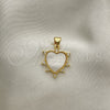 Dije Elegante 05.341.0059 Oro Laminado, Diseño de Corazón, con Blanca Madre Perla, Pulido, Tono Dorado