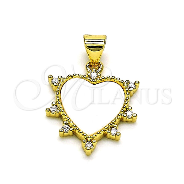 Dije Elegante 05.341.0059 Oro Laminado, Diseño de Corazón, con Blanca Madre Perla, Pulido, Tono Dorado
